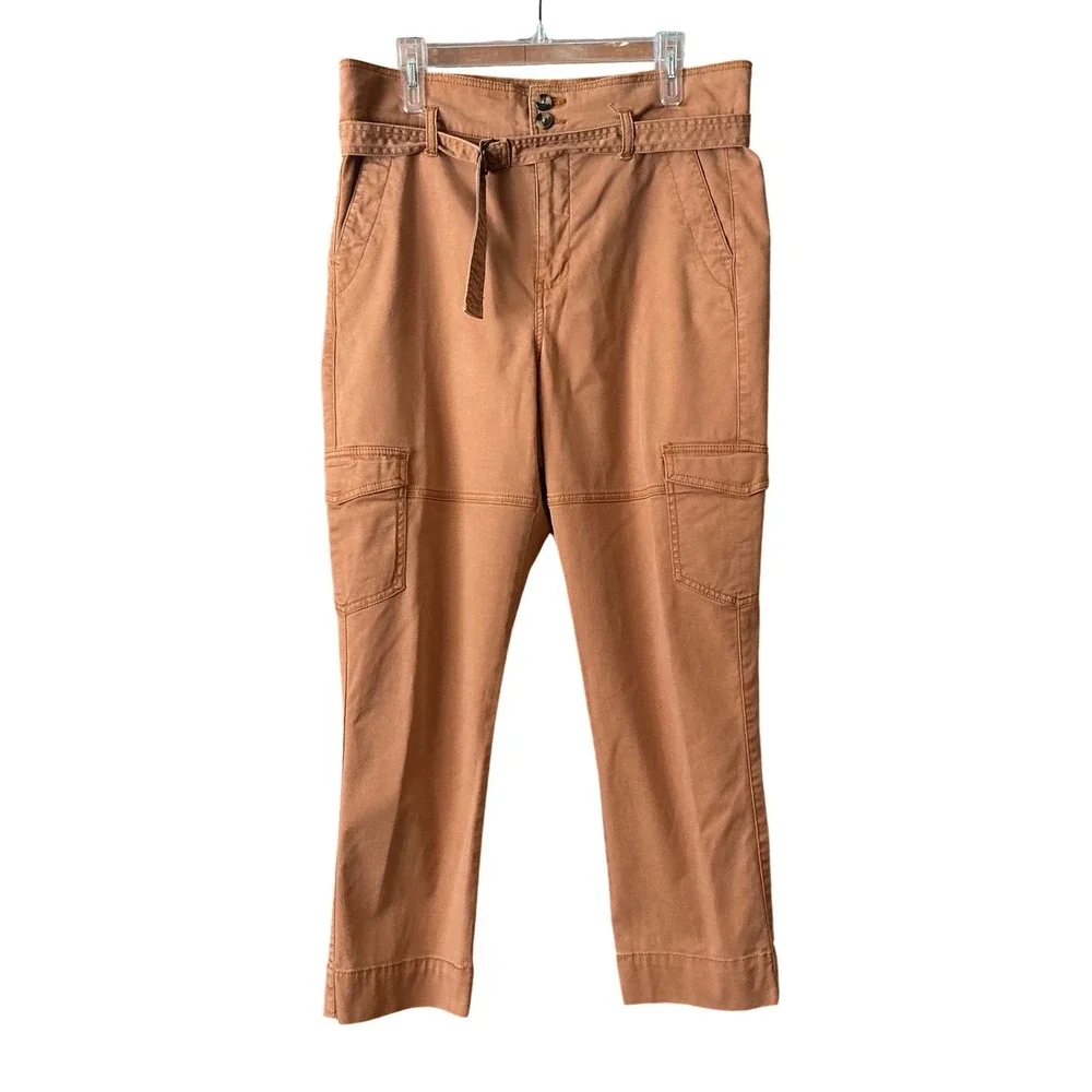 Cabi Womens Cargo Utility Cropped Pants 6 Belted Waist Fashion Modern Terracotta - Picture 1 of 11